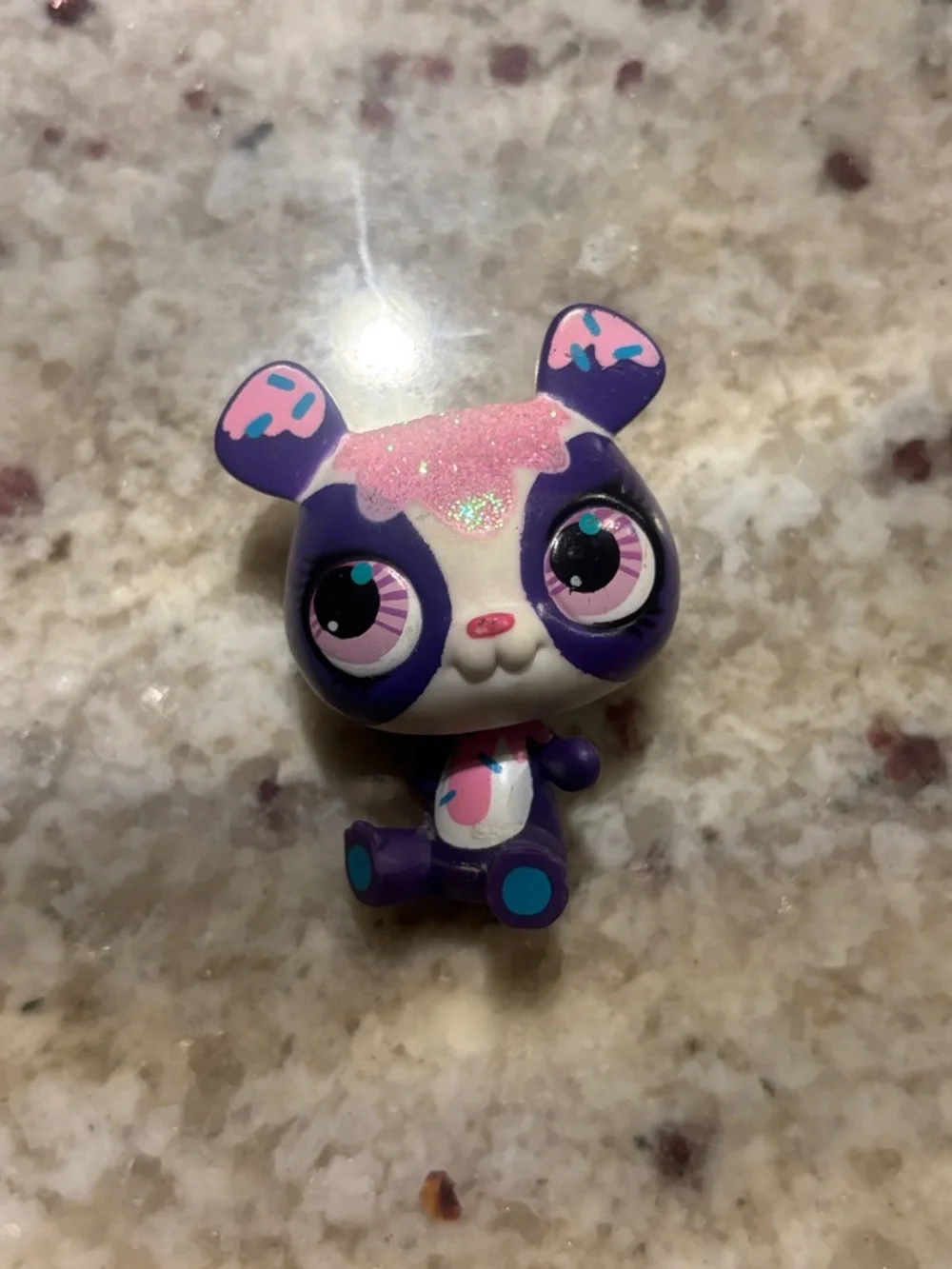 Littlest Pet Shop #3031  Purple  panda bear with glitter and sprinkle detail 💗💜